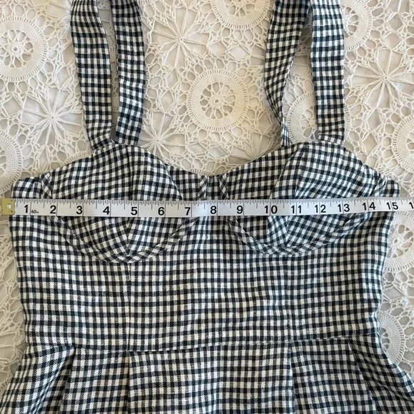 Reformation green gingham peplum bustier sleeveless tank top - Picture 7 of 12